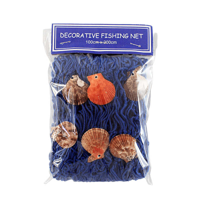רשת דייג דקורטיבית לבית - כחול-כולל-צדפים