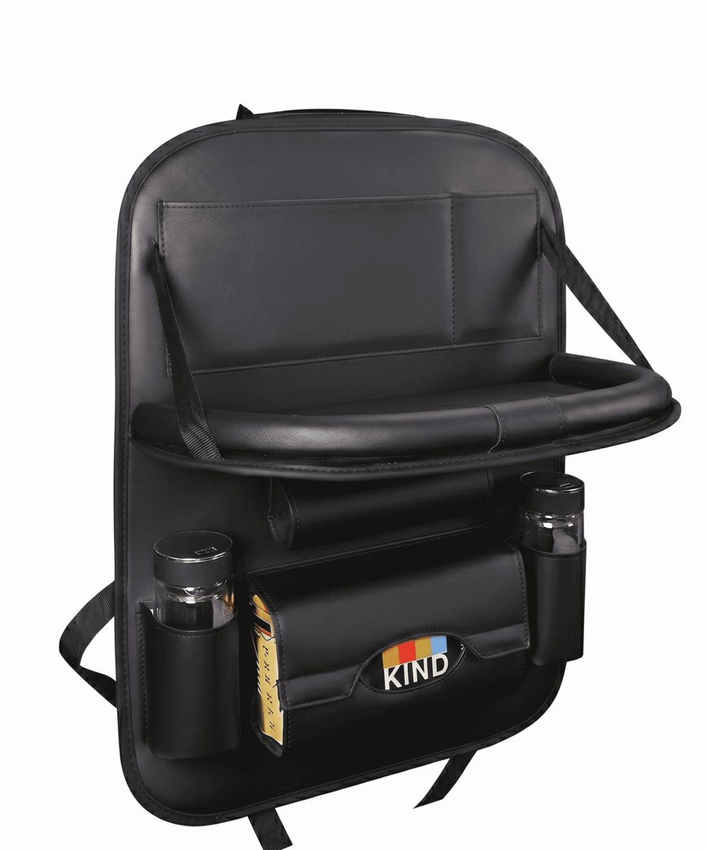 מגש ואירגונית יוקרתית למושב האחורי של הרכב הכוללת מגוון תאים באיכות גבוהה - שחור