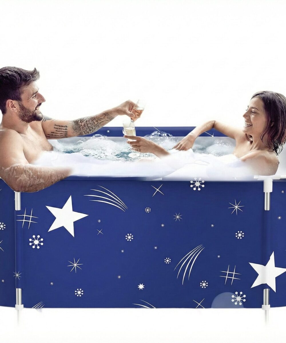 אמבטיה ניידת ומתקפלת למבגרים להרכבה קלה 1.4/1.2 מטר קיפול מהיר - גדול-1406555, כוכבים