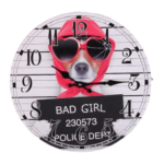 שעון קיר כלב "Bad Girl" – הומור, סטייל וזמן מדויק