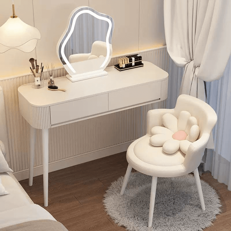 שולחן איפור לבן יוקרתי עם מראה ותאורת איפור דגם ELLSA