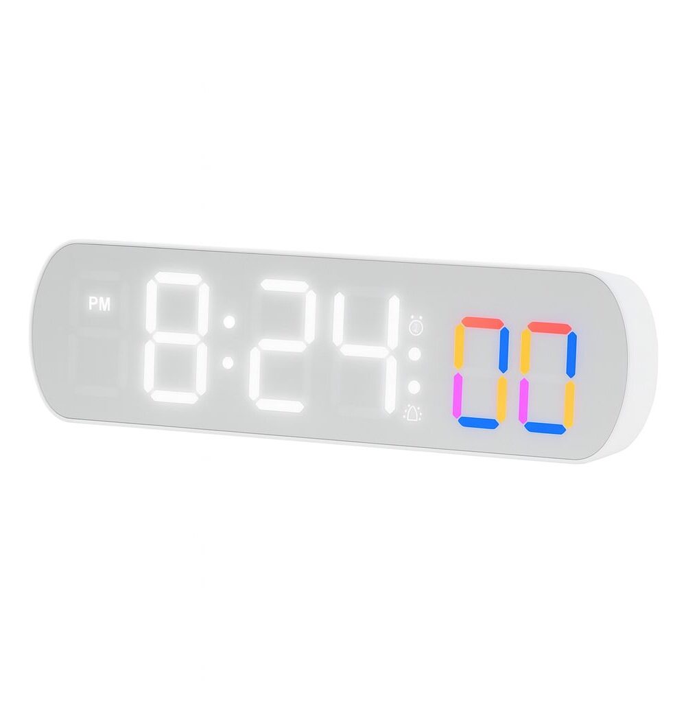 שעון מעורר LED מתקדם – שליטה קולית, טיימר, תצוגת טמפרטורה ועוד - לבן