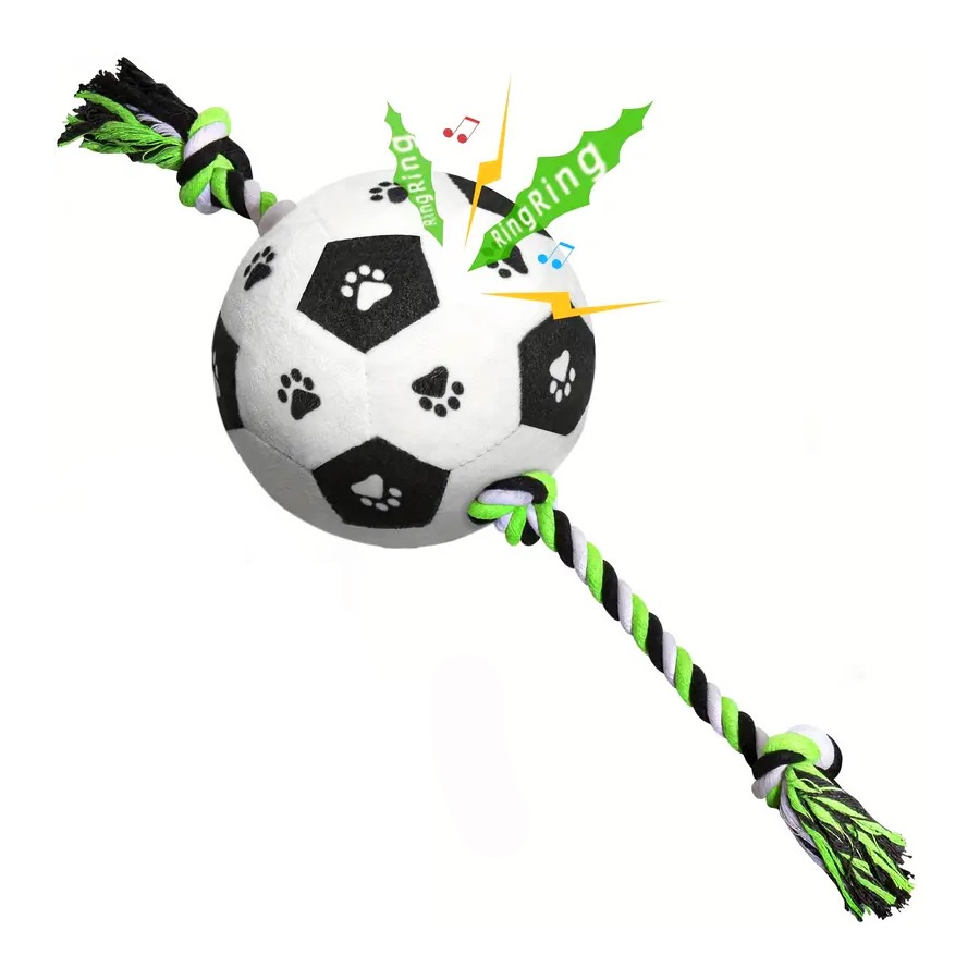 צעצוע כלבים אינטראקטיבי - חבל, כדורגל וצפצפה