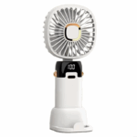 מאוורר קירור אישי נייד – 5 מהירויות, תצוגת LED ומתקן לטלפון