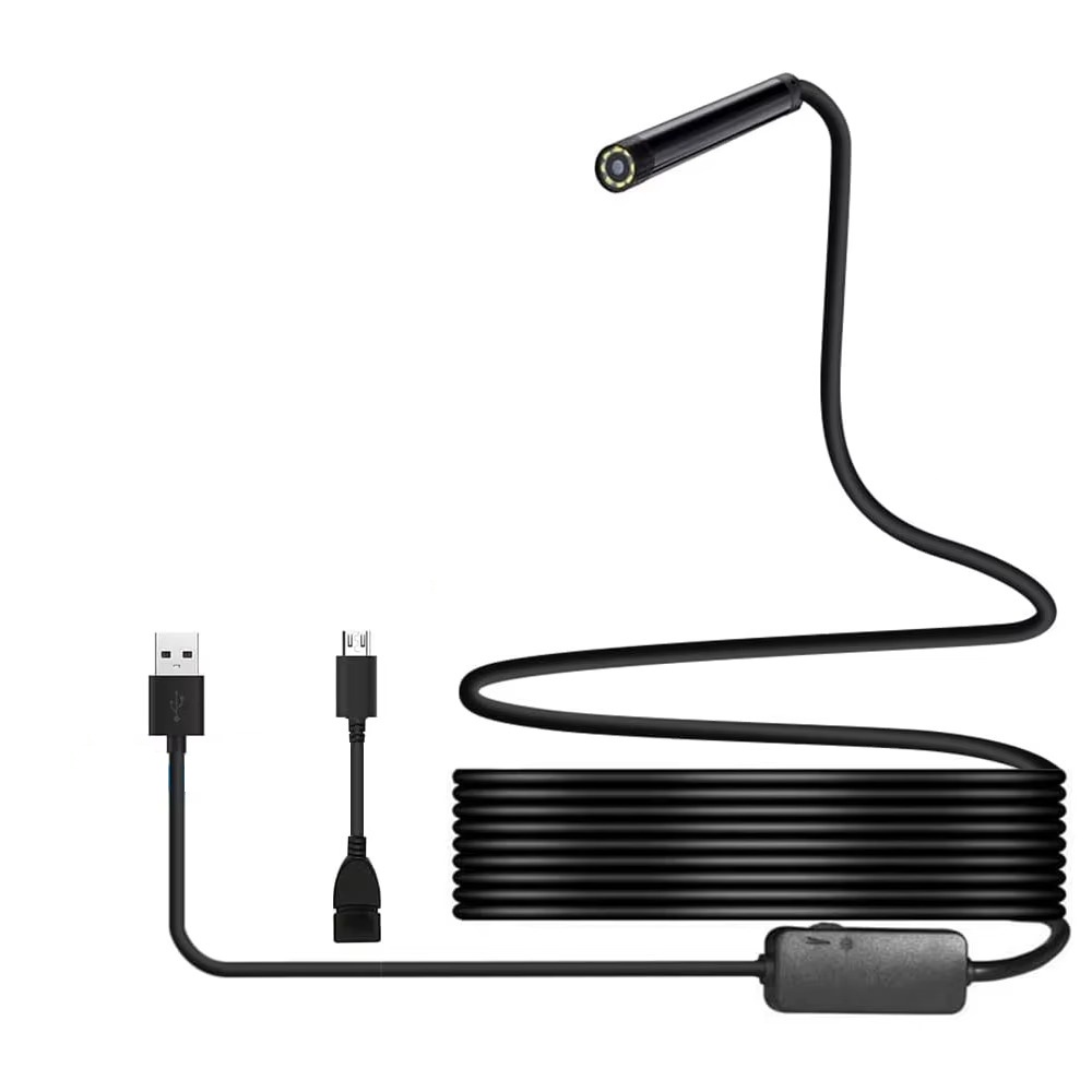 מצלמת אנדוסקופ USB עם עדשת 7 מ"מ, אורך 3.5 מטר, תאימות לאנדרואיד ו-Windows