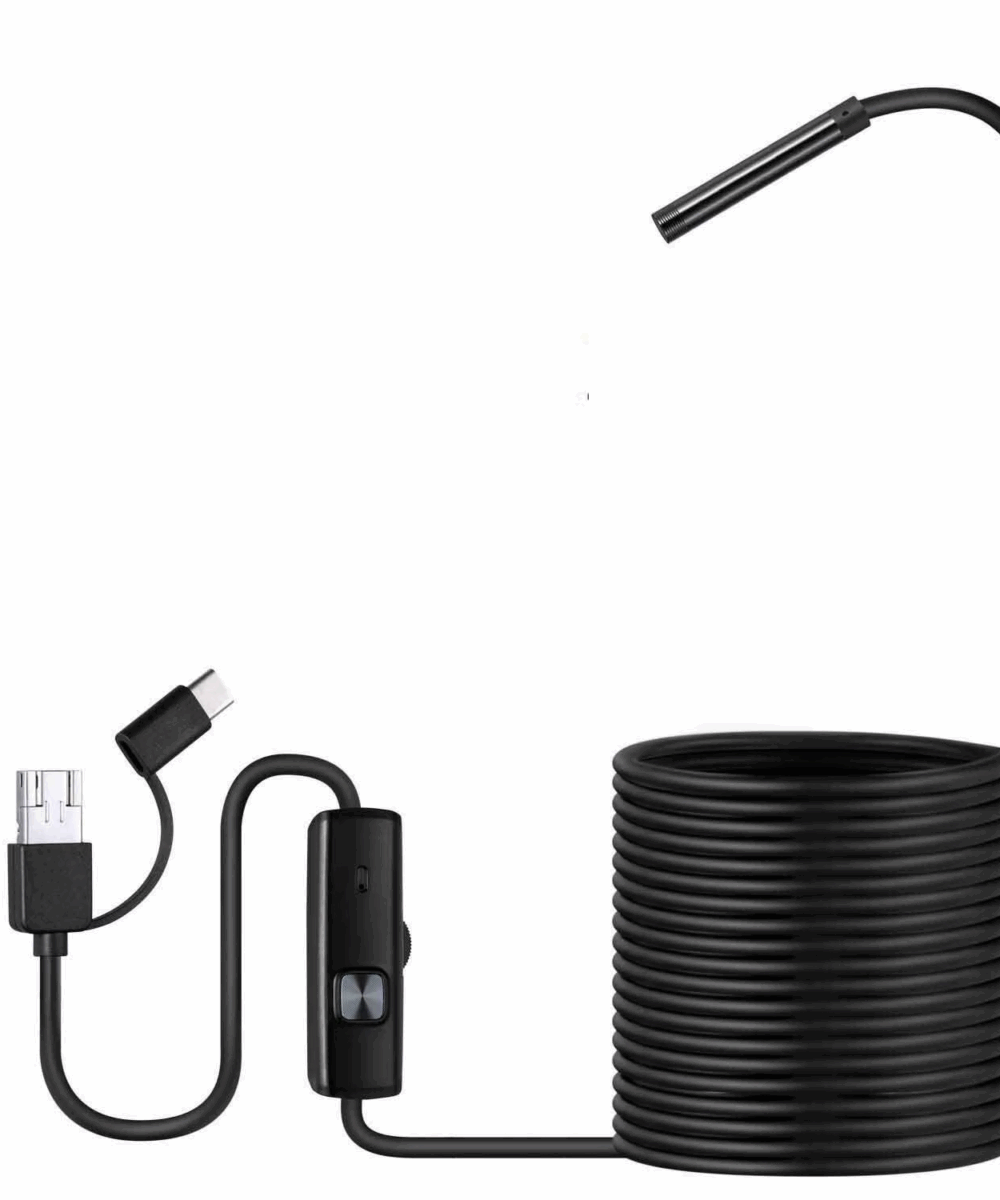 מצלמת אנדוסקופ USB עם עדשת 8 מ"מ, אורך 2 מטר קשיח, תאימות לאנדרואיד ו-Windows