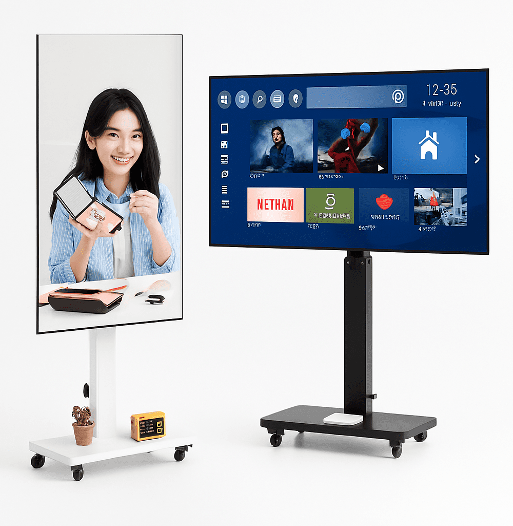 סטנד לטלוויזיה נייד 40-80 אינץ' עם סיבוב 90° וכיוונון גובה