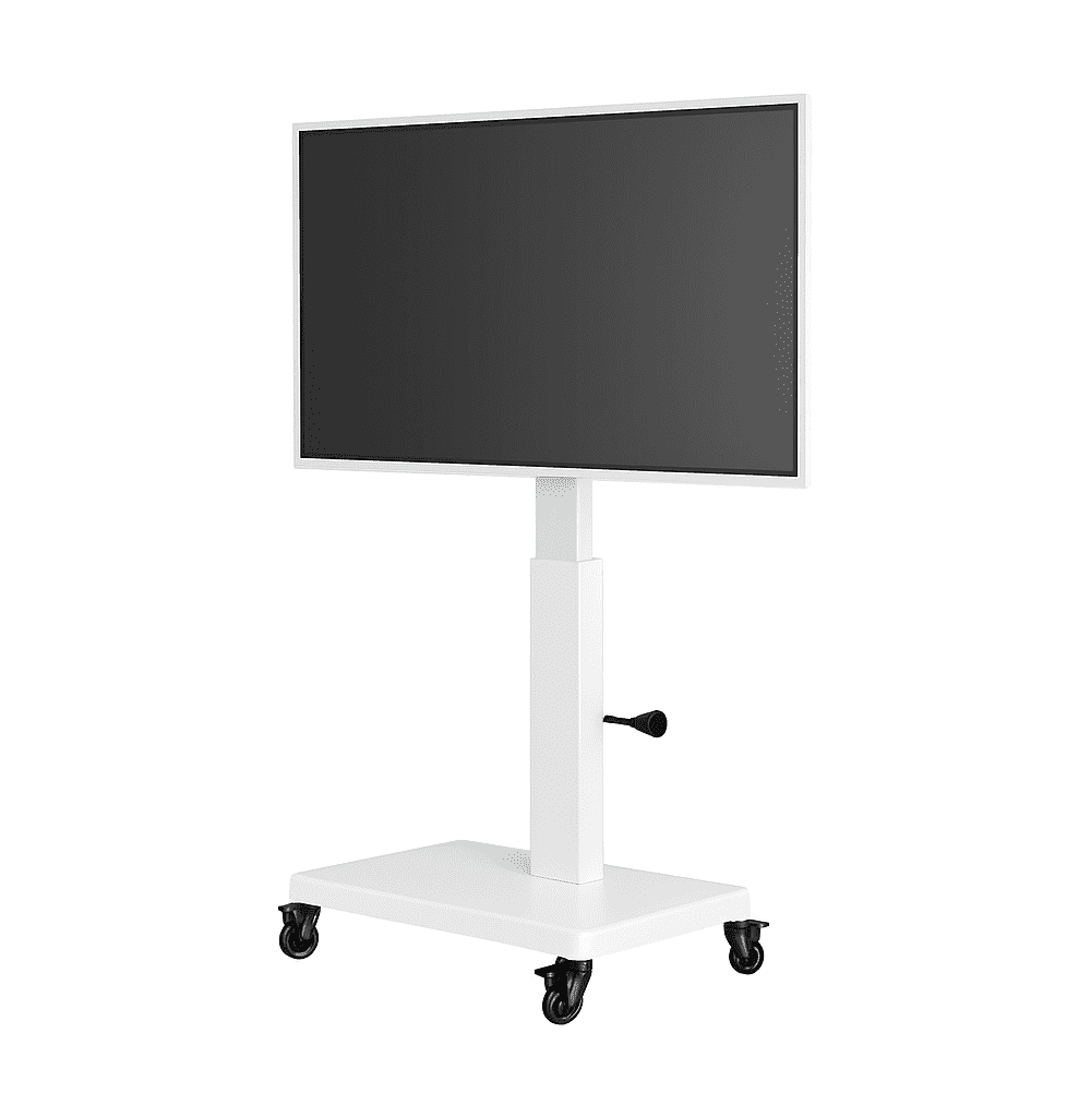 סטנד לטלוויזיה נייד 40-80 אינץ' עם סיבוב 90° וכיוונון גובה - לבן