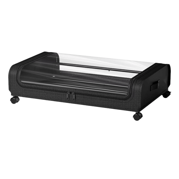 ארגונית אחסון 56 ליטר מתחת למיטה עם גלגלים - שחור