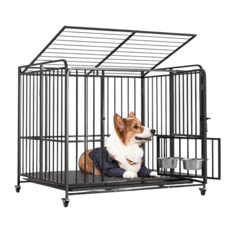 כלוב אילוף מחוזק Heavy Duty מתקפל  – צבע שחור