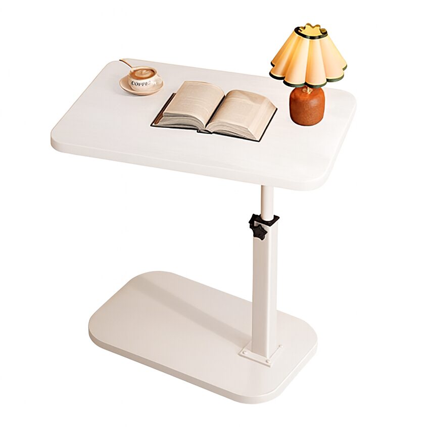 שולחן צד C-Shape, שולחן קפה קומפקטי לספה ולמיטה - לבן