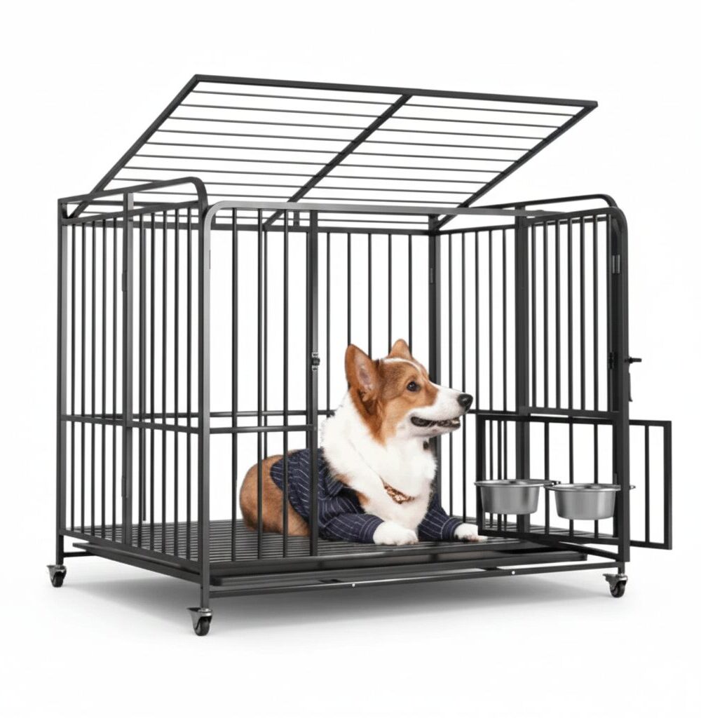 כלוב אילוף מחוזק Heavy Duty מתקפל – צבע שחור