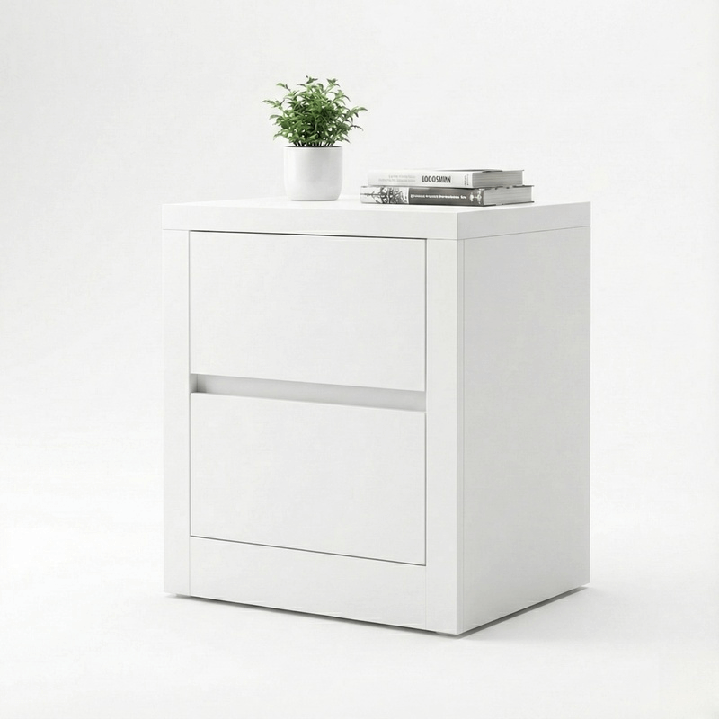 שידת לילה לבנה עם תאים נסתרים – פתיחה בכרטיס מגנטי | HIDE v2