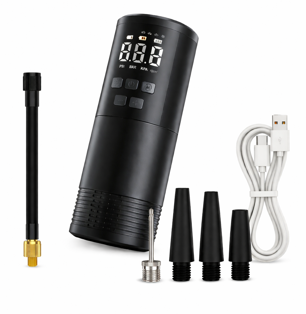 משאבת אוויר ניידת לרכב, קומפרסור דיגיטלי + Power Bank
