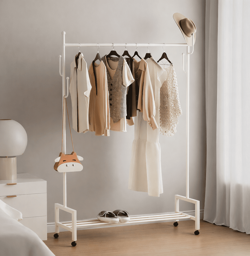 מתלה בגדים 100 ס"מ נייד גדול ומעוצב -XL Rack - לבן