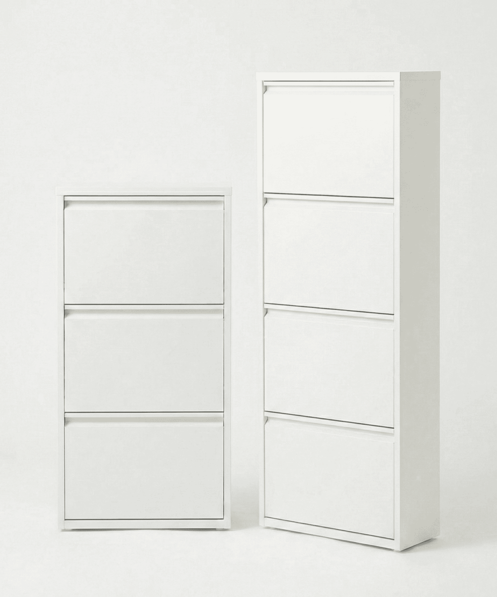 ארון נעליים דק במיוחד 12.2 ס״מ – דגם 3 תאים / 4 תאים – 80 ס״מ (לבן פנינה)