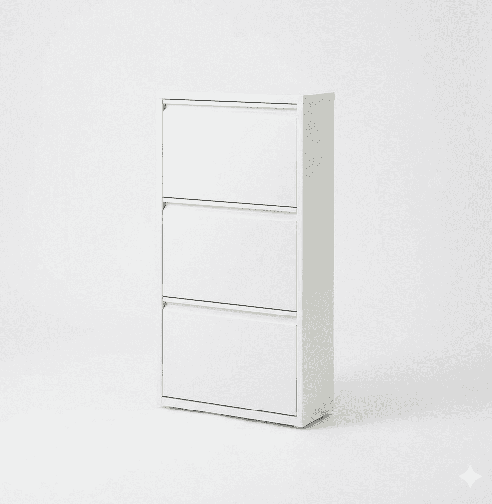 ארון נעליים דק במיוחד 12.2 ס״מ – דגם 3 תאים / 4 תאים – 80 ס״מ (לבן פנינה) - 3-תאים