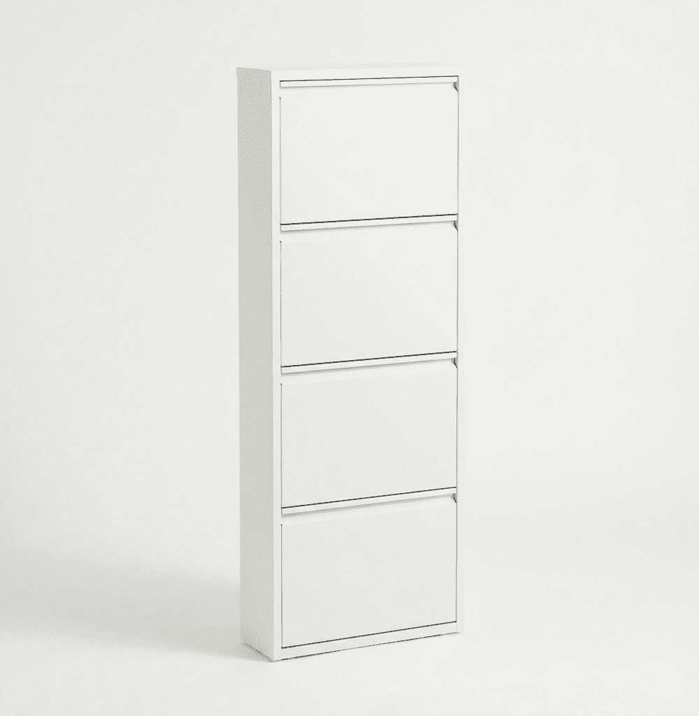 ארון נעליים דק במיוחד 12.2 ס״מ – דגם 3 תאים / 4 תאים – 80 ס״מ (לבן פנינה) - 4-תאים