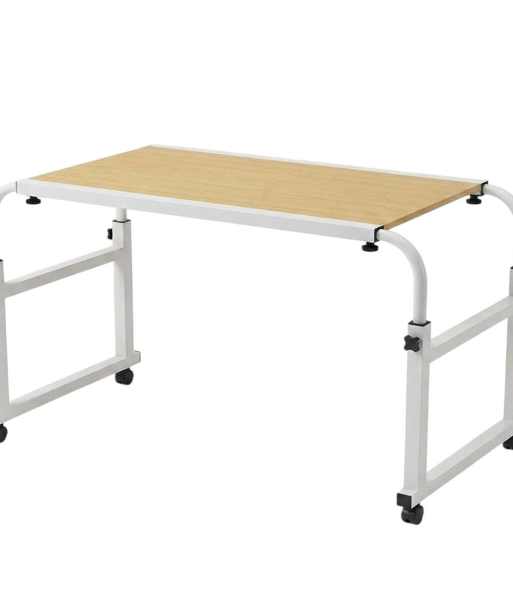 שולחן מעל מיטה זוגית, על גלגלים 140×50 ס״מ – מתכוונן בגובה וברוחב - עץ