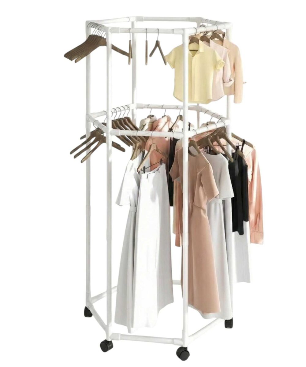 מתלה קרוסלה לבן דו-קומתי 360°