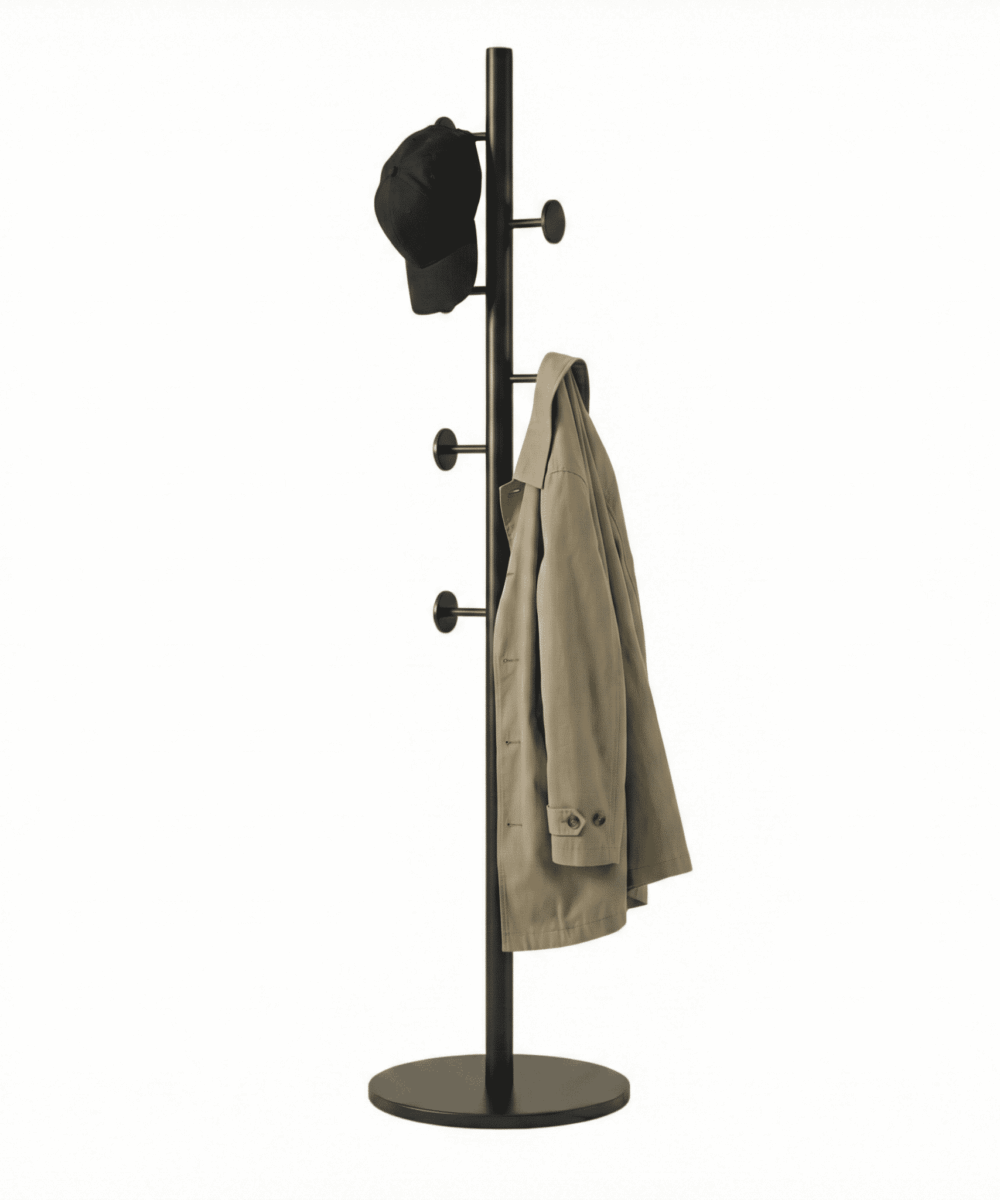 קולב בגדים עומד עם בסיס דמוי שיש 167 ס"מ – מתלה מעילים ותיקים - שחור דמוי שיש