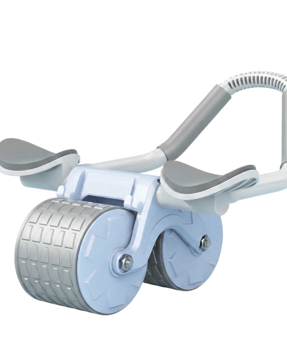 גלגלת כושר בטן כפולה עם תושבת לסמארטפון – אימון ליבה בבית - תכלת