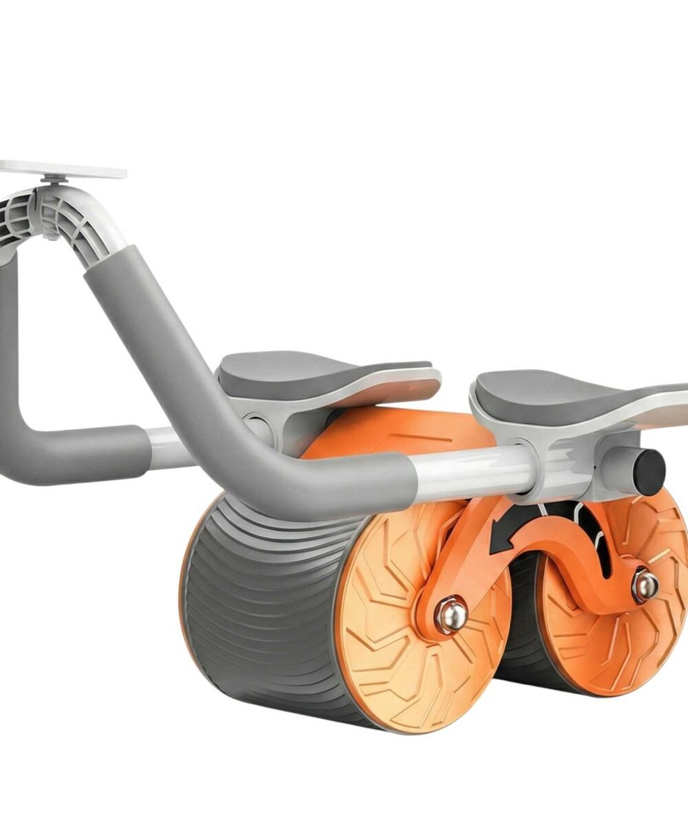 גלגלת כושר בטן כפולה עם תושבת לסמארטפון – אימון ליבה בבית - כתום