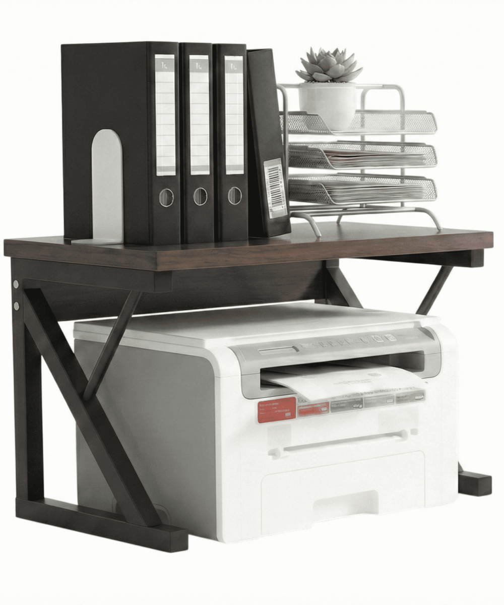 מדף ארגונית למדפסת ואחסון משרדי – דגם Z יוקרתי (54 ס"מ) - עץ חום