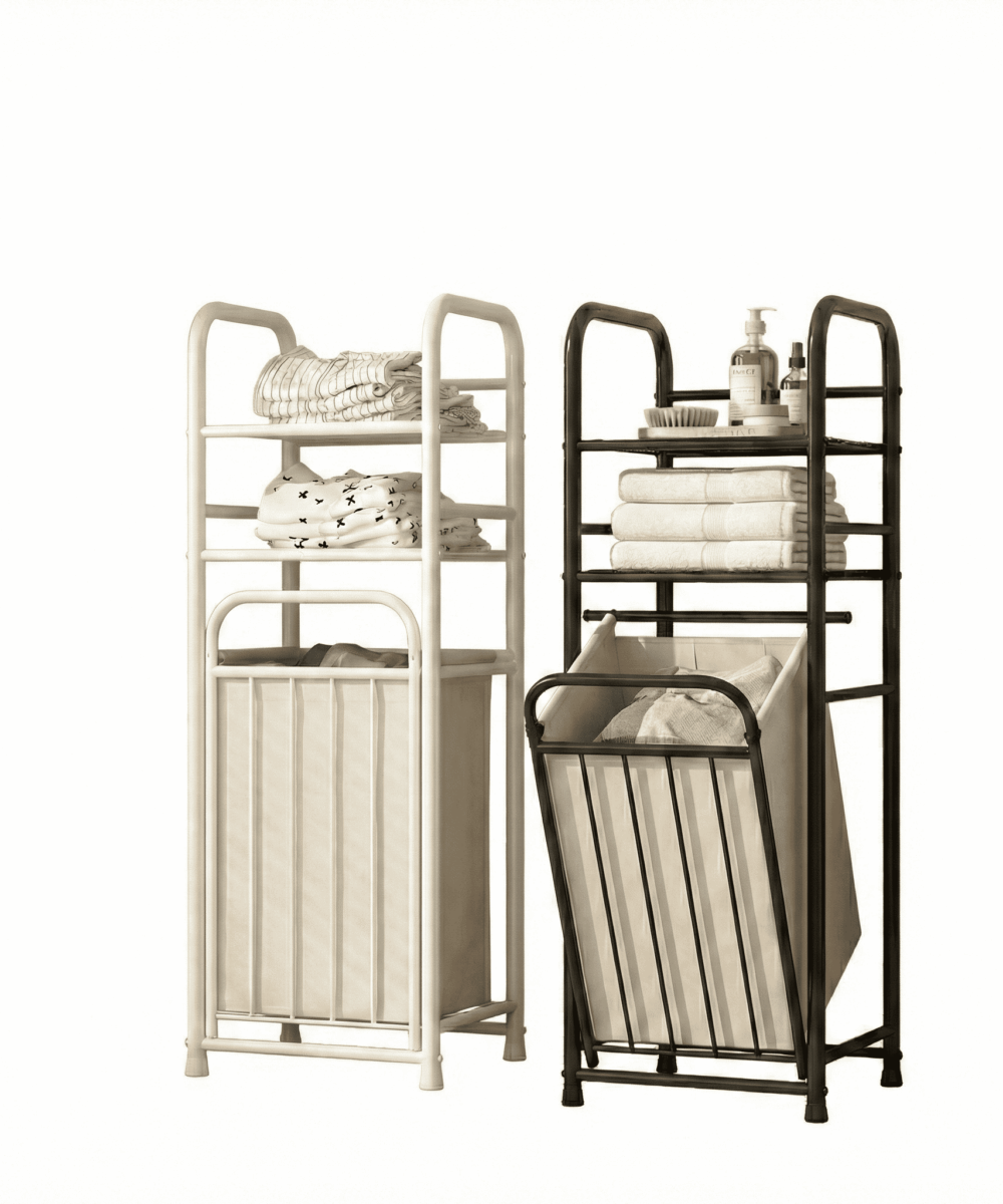 מעמד מתכת מעוצב המשלב סל כביסה נשלף-Vesta