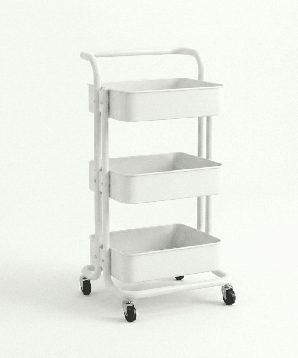 עגלת שירות וארגון רב-תכליתית 3 קומות על גלגלים-SmartRack 360 - לבן
