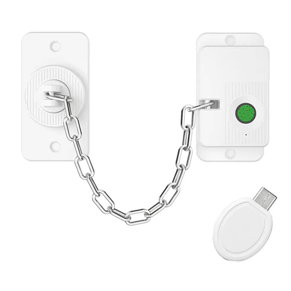 מנעול ביומטרי עם שרשרת הגנה למקרר וארונות ChainSafe - לבן