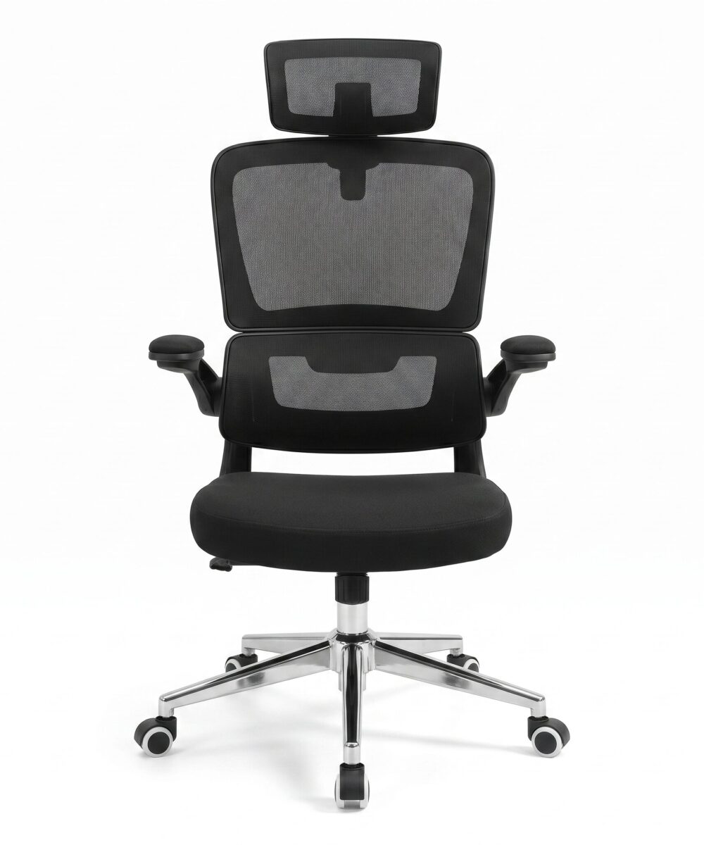 כיסא משרדי ארגונומי עם גב מפוצל וידיות מתהפכות – Vital 906 - שחור
