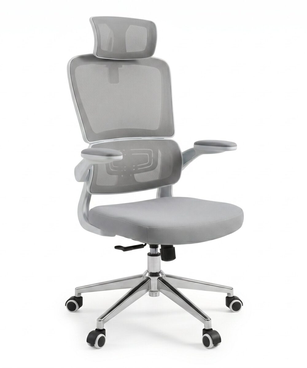 כיסא משרדי ארגונומי עם גב מפוצל וידיות מתהפכות – Vital 906 - אפור
