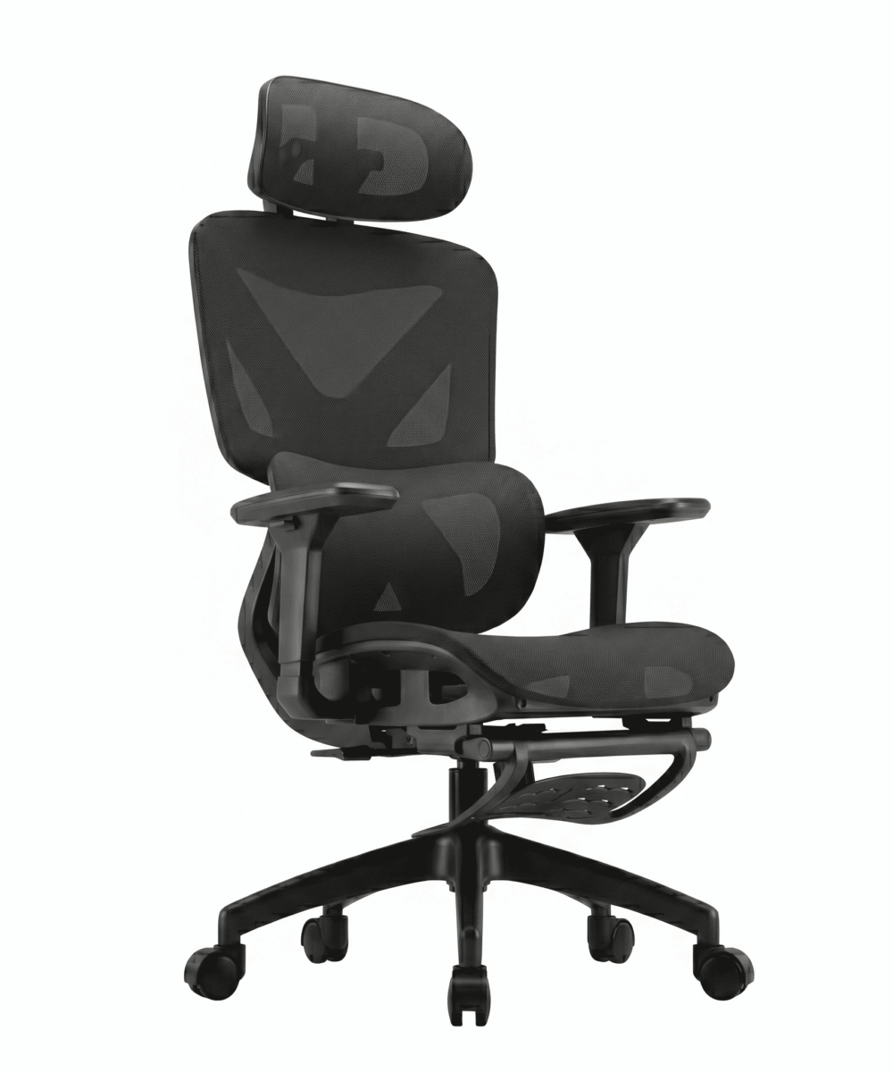 כיסא ארגונומי מקצועי ZEN 888 עם משענת רגליים ותמיכה אורטופדית מתקדמת - שחור