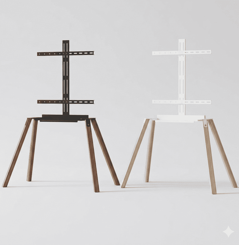 מעמד טלוויזיה אמנותי רצפתי מעץ מלא בסגנון כן ציור StudioWood ST-70