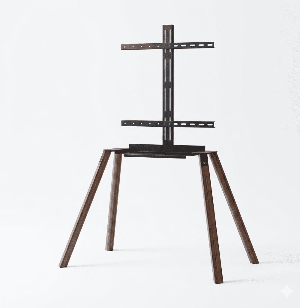 מעמד טלוויזיה אמנותי רצפתי מעץ מלא בסגנון כן ציור StudioWood ST-70 - שחור