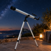 טלסקופ אסטרונומי VEGA עם חצובה תחת שמיים זרועי כוכבים