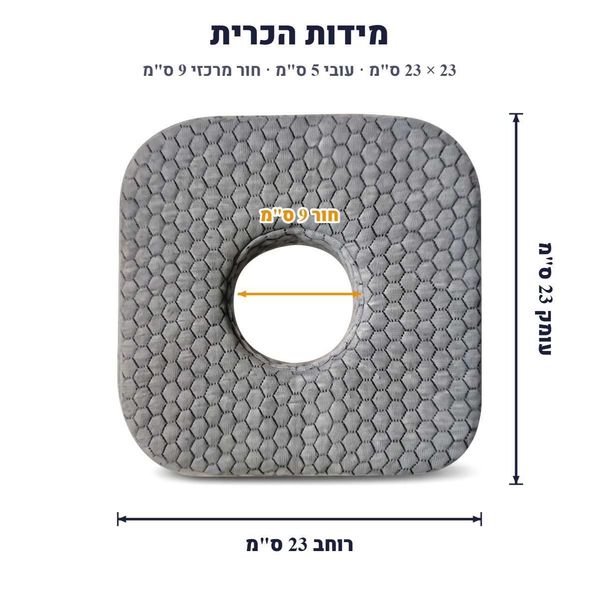 מידות כרית ממורי פום לאוזן DORMO 23×23×5 ס"מ