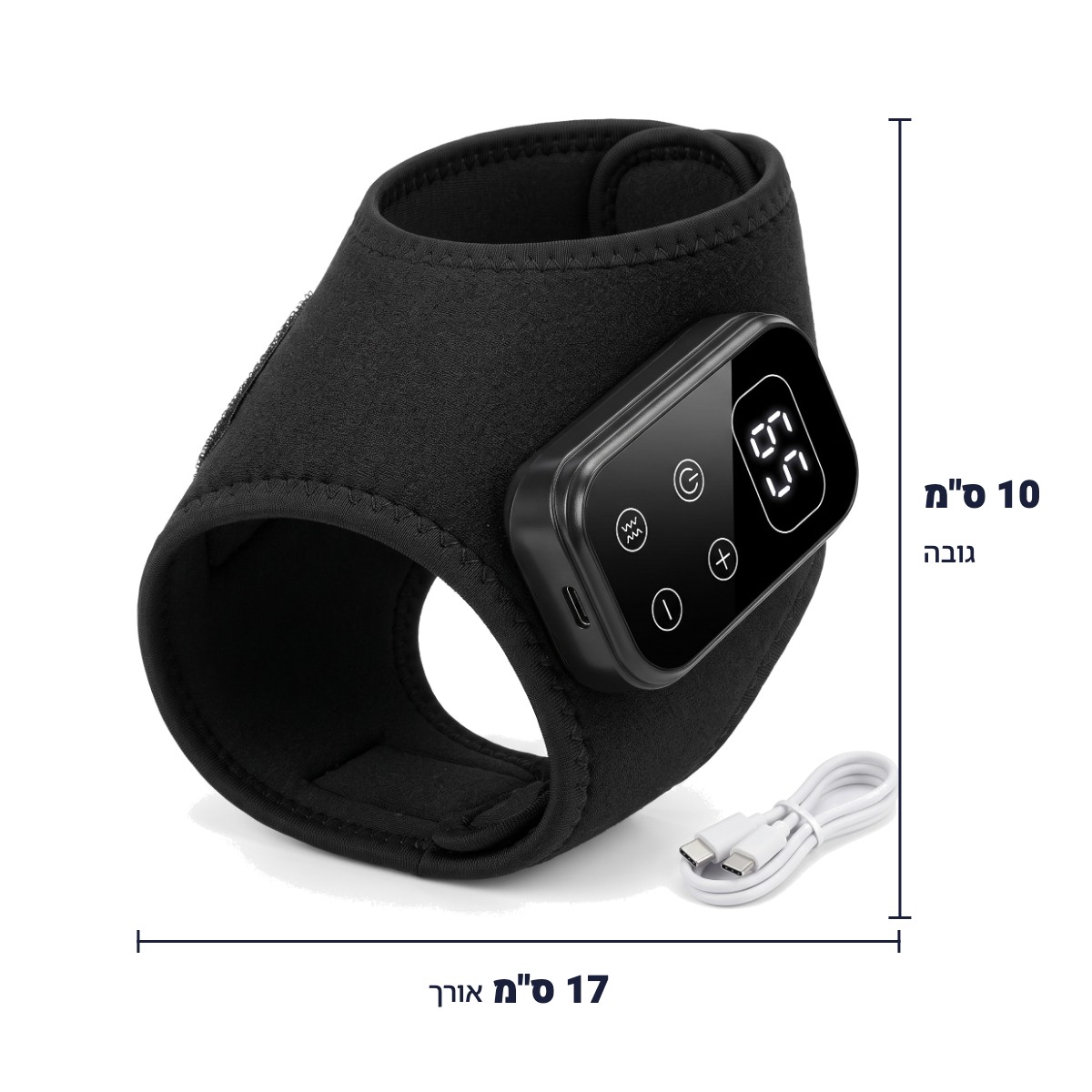מידות מכשיר עיסוי לקרסול Ember